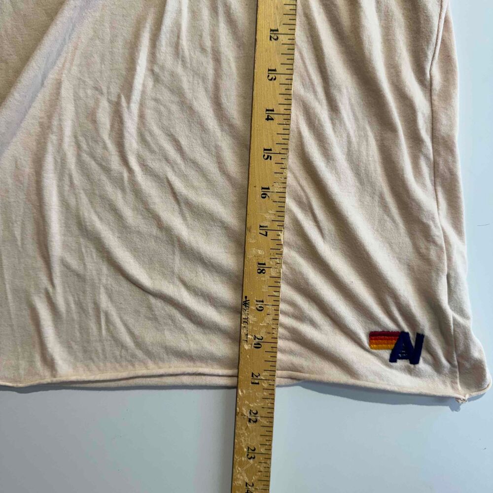Aviator Nation Cream Short Sleeve T Shirt With Heart Patch Medium Soft Flawed - Picture 13 of 15